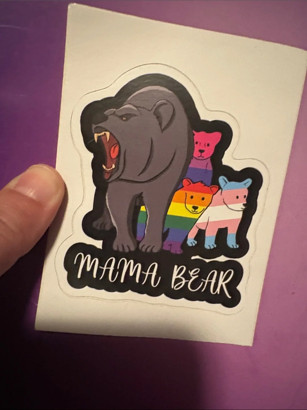 Mama Bear Wall Sticker - Multicolor Pride Bear Decal